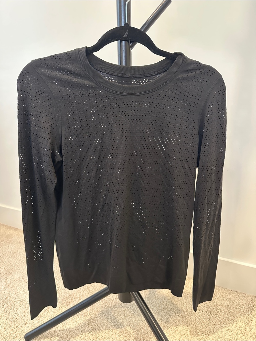 lululemon athletica Black Perforated Long-Sleeve Tee